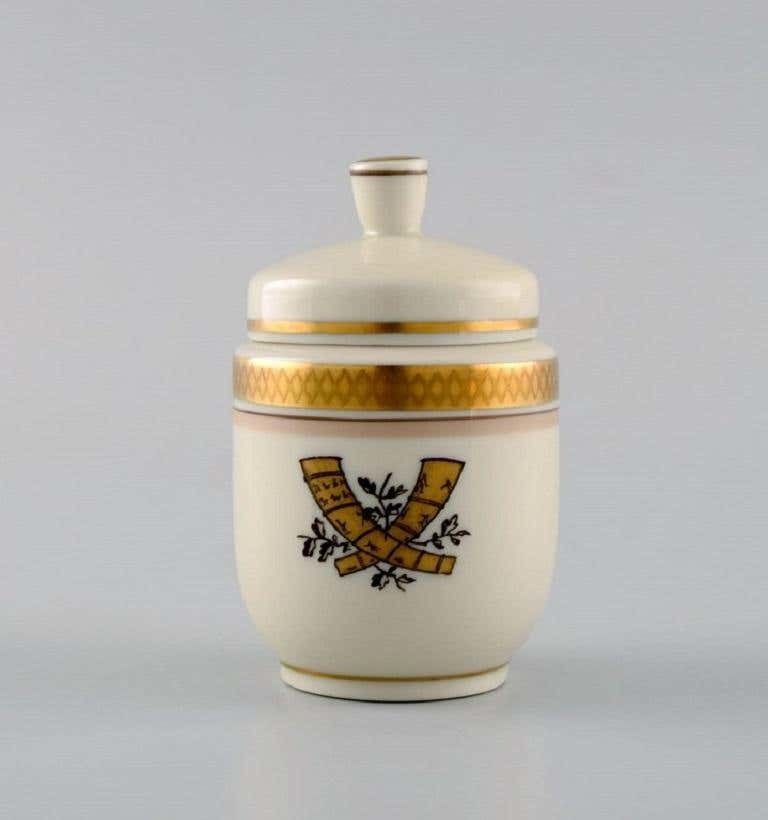 Royal Copenhagen Golden Horns, Mustard Jar, Salt And Pepper Shaker, 1960s photo for sale