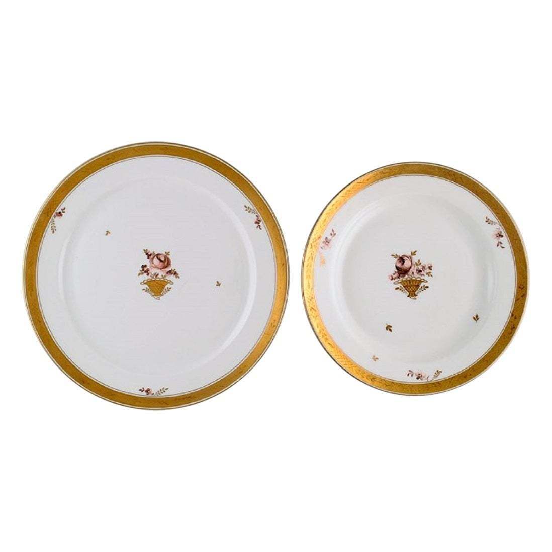 Two Round Royal Copenhagen Golden Basket Serving Dishes In Porcelain