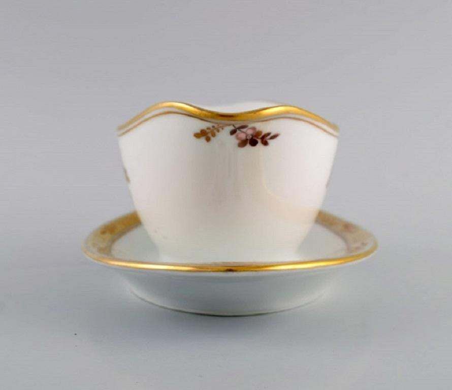 Two Royal Copenhagen Golden Basket Sauce Bowls In Porcelain With Flowers photo for sale