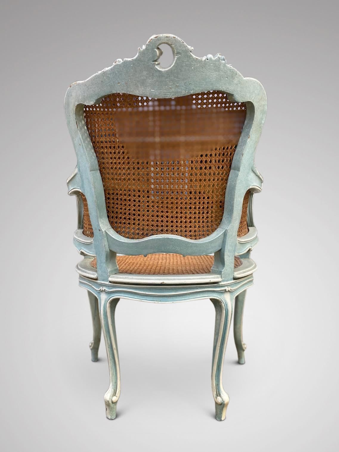Pair Of 19th C French Painted Cane Armchairs photo Furniture