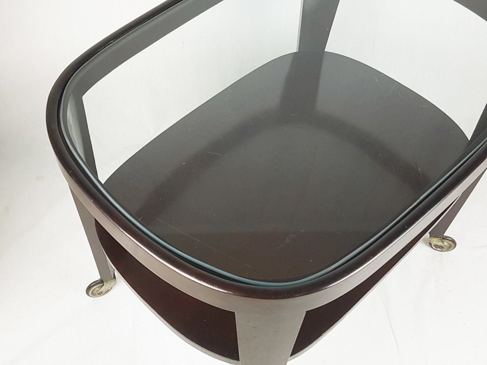 Mid Century Modern Italian Wood & Glass Serving Cart photo buy