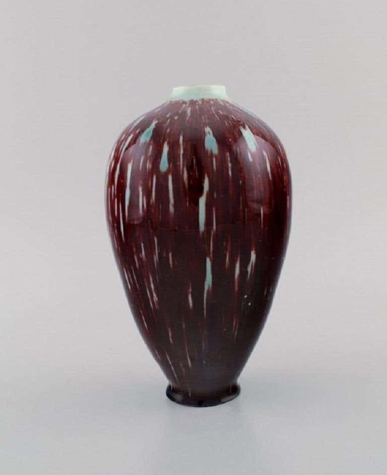 Isak Isaksson, Swedish Ceramicist, Unique Vase In Glazed Ceramics, Late 20th C photo for sale