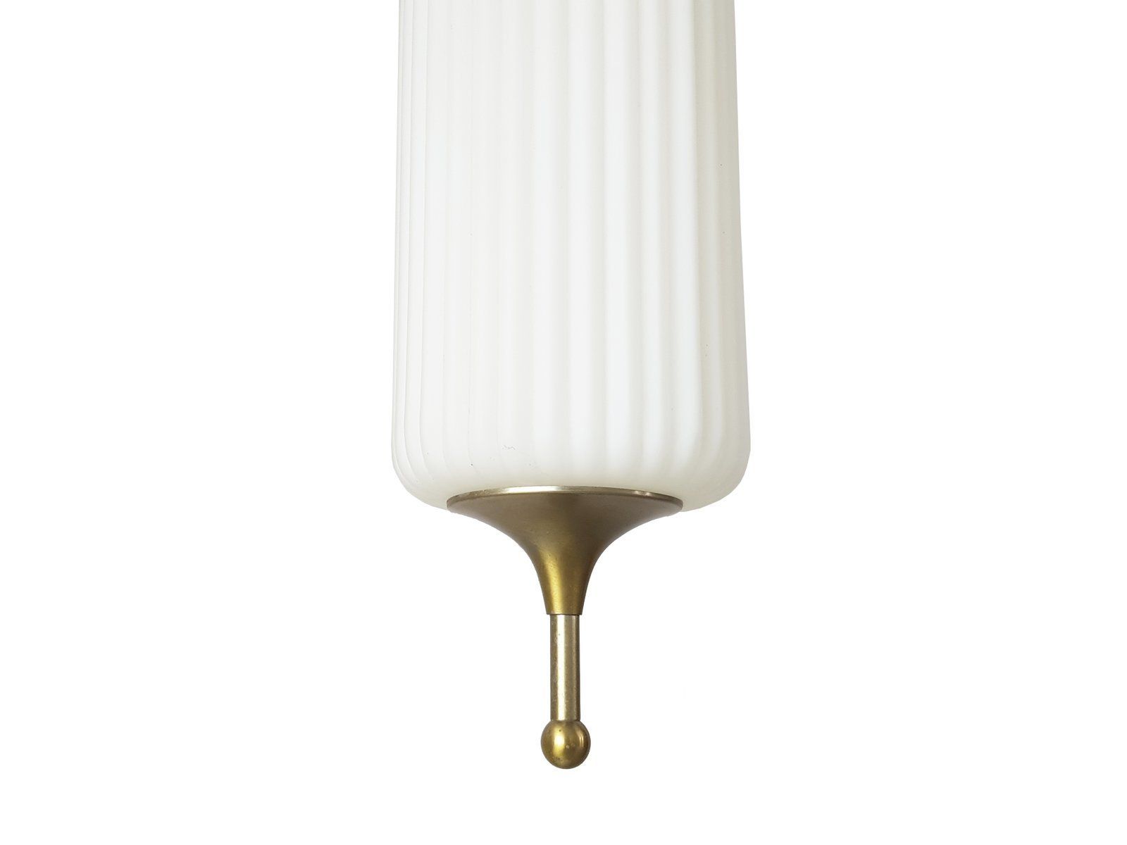 Italian Opaline Glass & Nickel Plated Metal Pendant Lamp By Reggiani, 1960s photo for sale