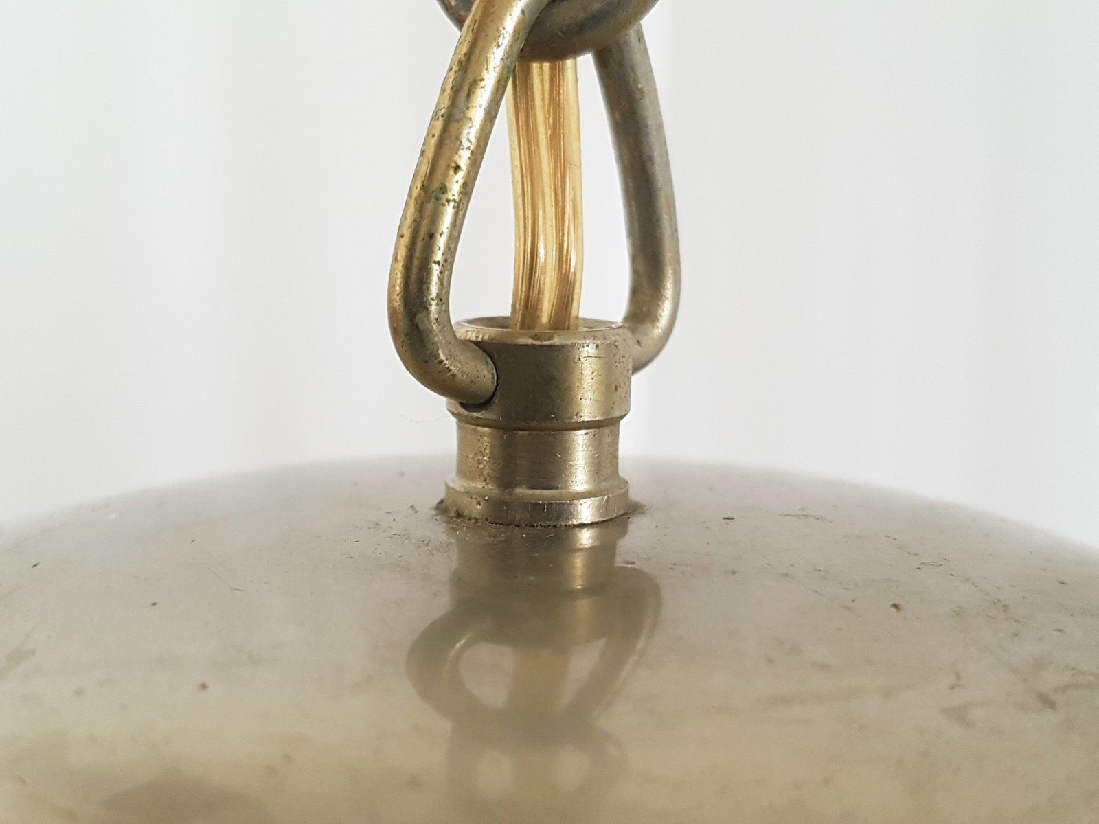 Italian Opaline Glass & Nickel Plated Metal Pendant Lamp By Reggiani, 1960s photo buy