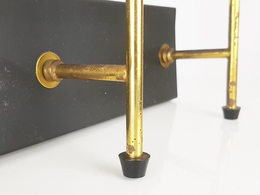 photo furniture Black Metal Brass And Opaline Glass 4 Light Wall Lamps  Set Of 5