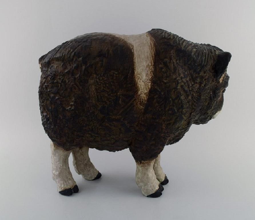 Jeanne Grut For Aluminia Colossal Sculpture In Glazed Ceramics Musk Ox Calf photo for sale