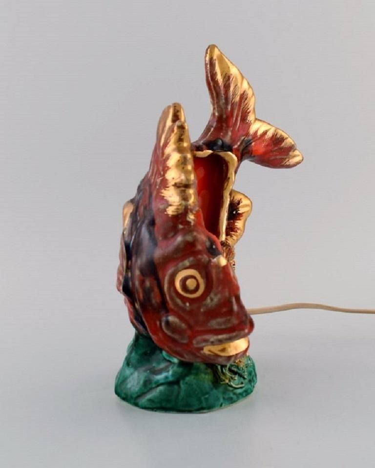 Vallauris & Monaco, France Table Lamp In Glazed Ceramics Shaped Like A Fish photo Lighting