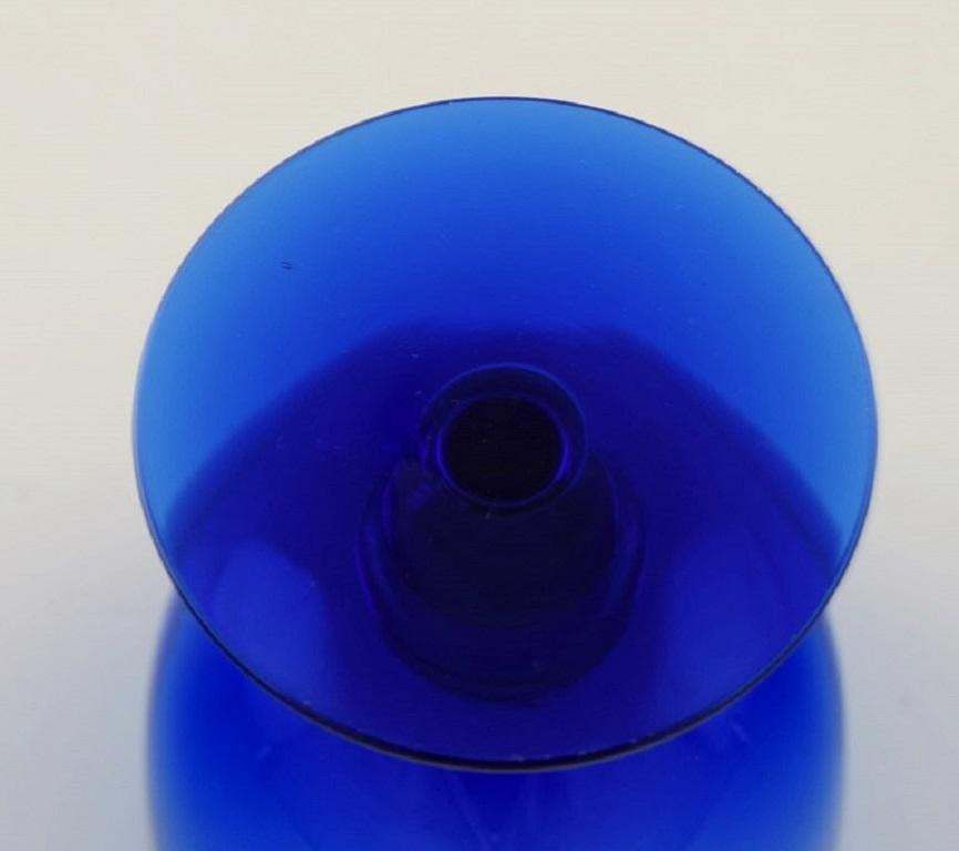 Monica Bratt For Reijmyre, Four Wine Glasses In Blue Mouth Blown Art Glass photo 251.0