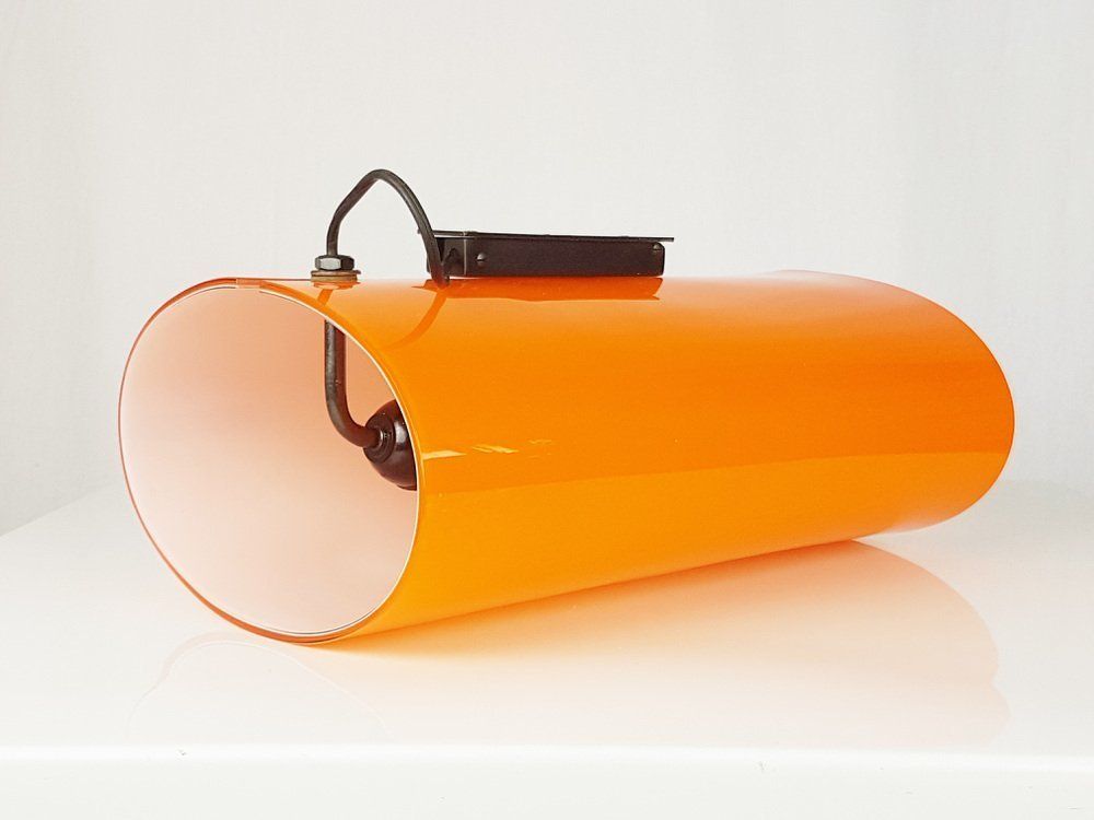 Lighting Brass, Orange And White Murano Glass Sconce By Vistosi, 1960s photo