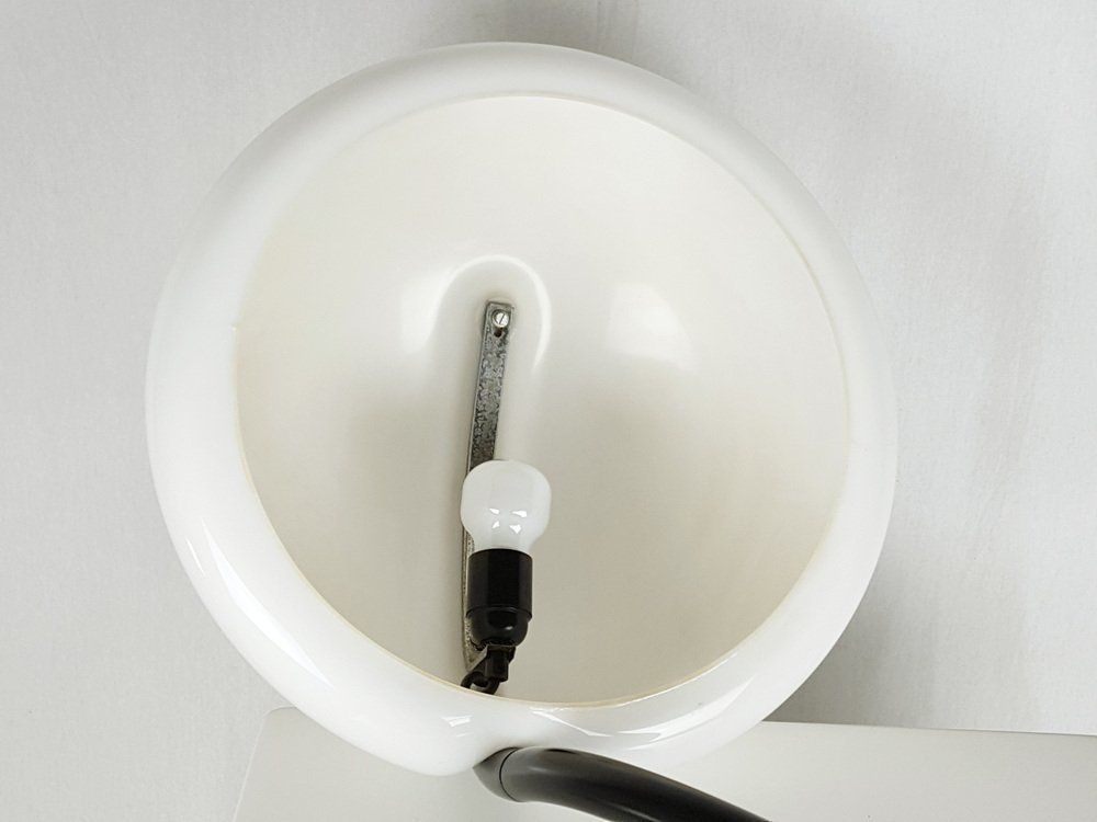 Black Metal And White Acrylic Glass Shade Table Lamp By Elio Martinelli For Martinelli Luce, 1960s photo buy