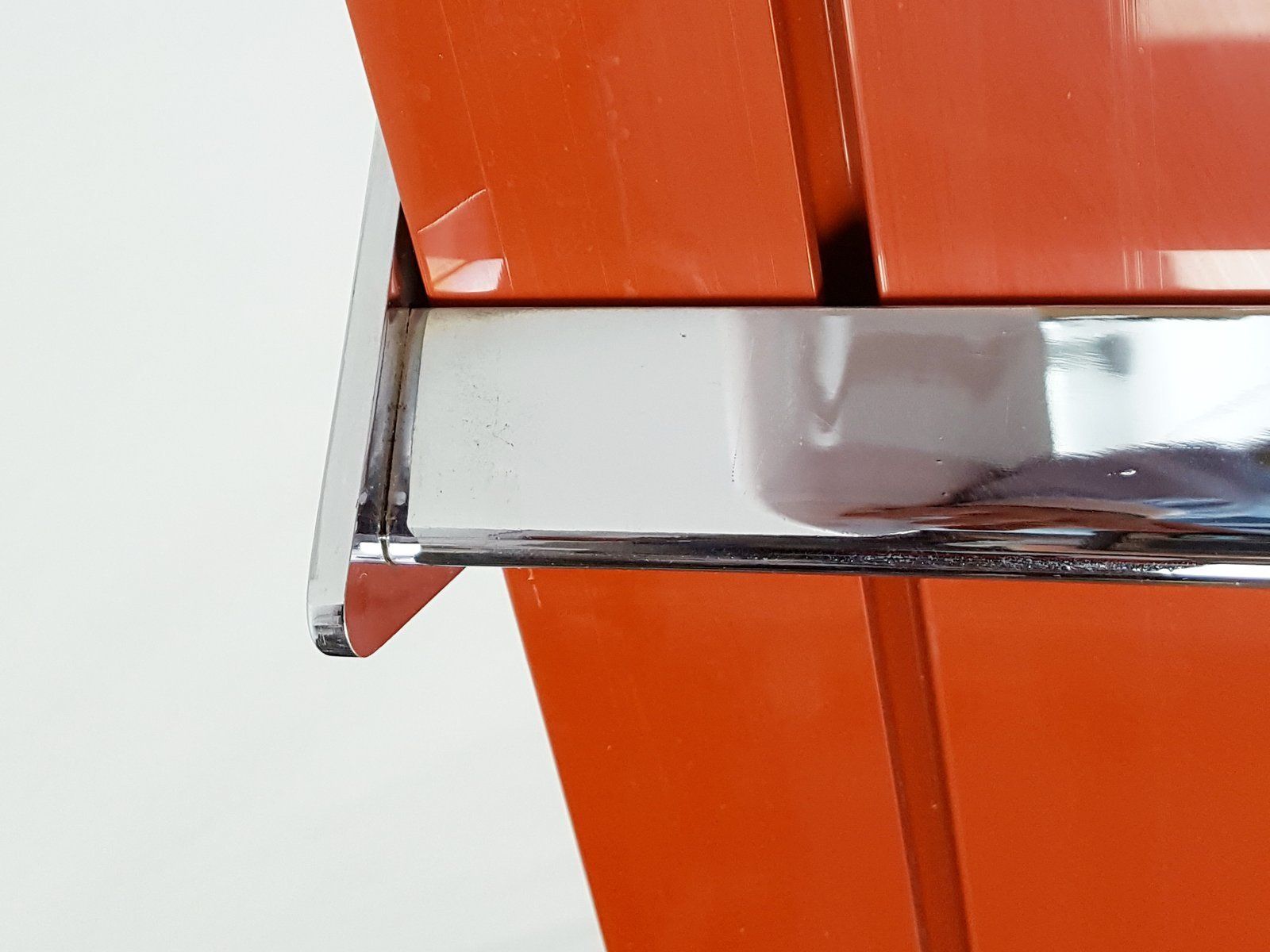 photo for sale Red Brick Plastic & Chrome Plated Metal Shelves From Elco, Set Of 2