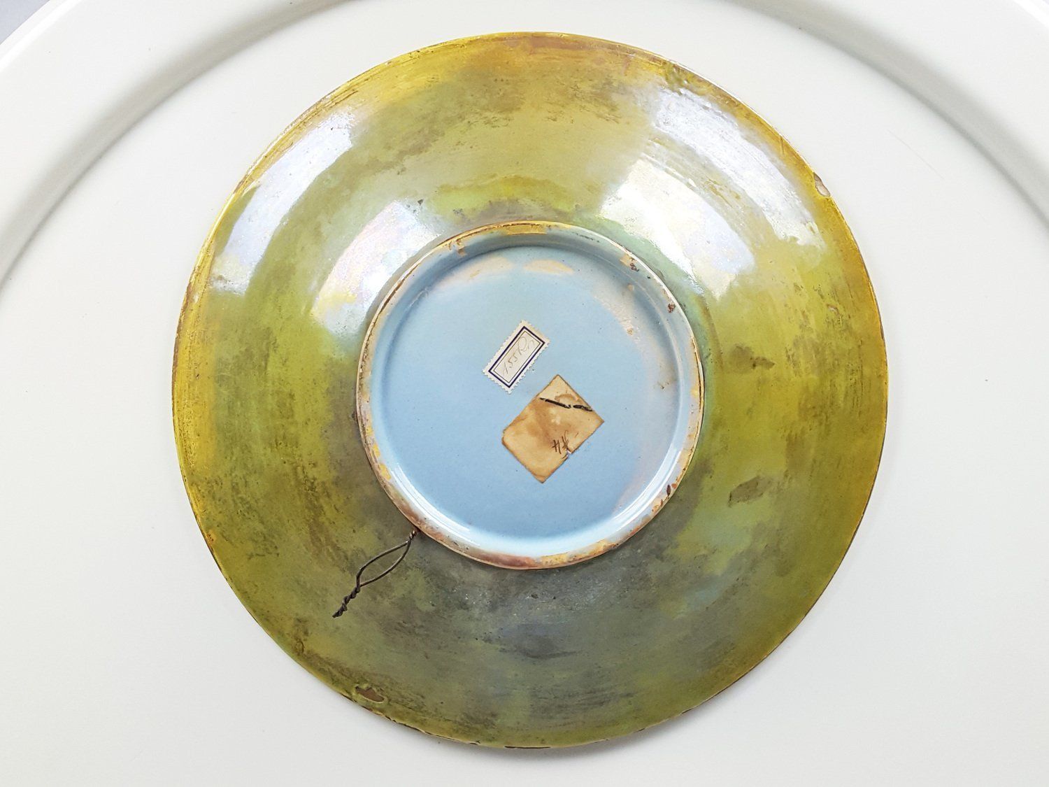photo furniture Mid Century Modern Decorative Green Ceramic Plate With Still Life By Pietro Melandri