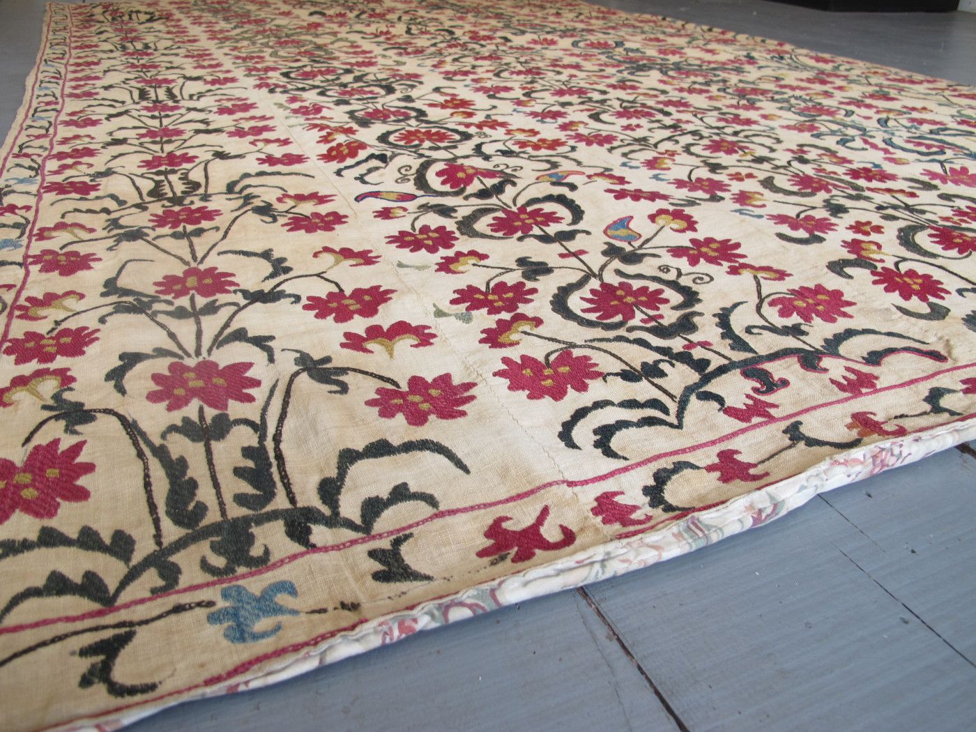 photo for sale Silk Embroidered Suzani, Circa 1870, 2.70m X 1.60m (8'11" X 5'3")