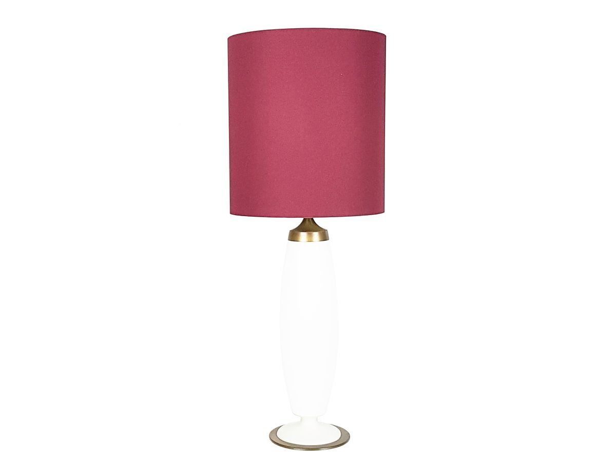 Abat Jour Brass & Opaline Glass Table Lamp By Bruno Gatta For Stilnovo, 1950s