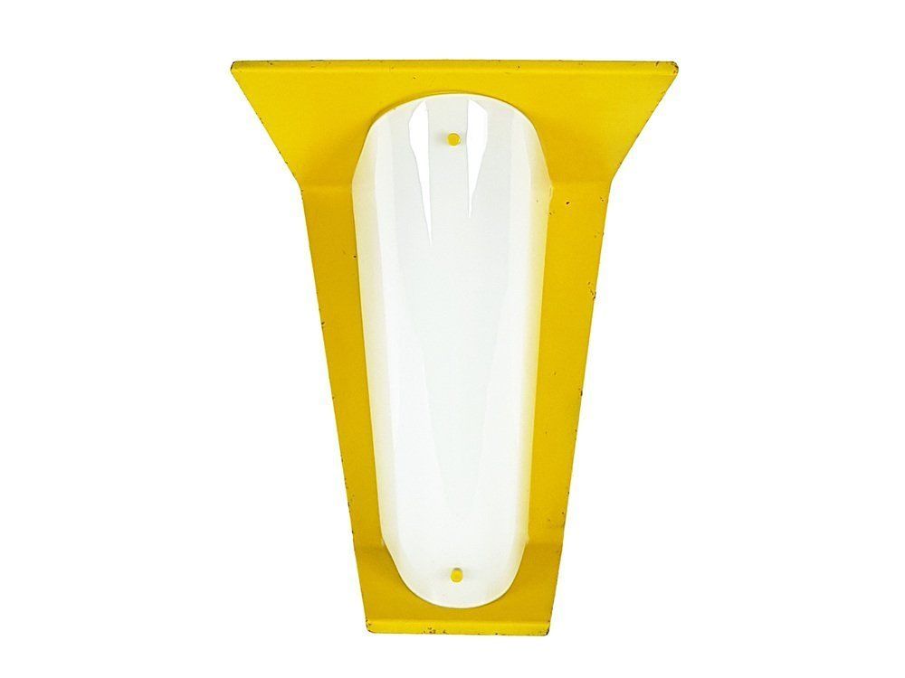Mid Century Italian Yellow Metal And Opaline Glass Sconce