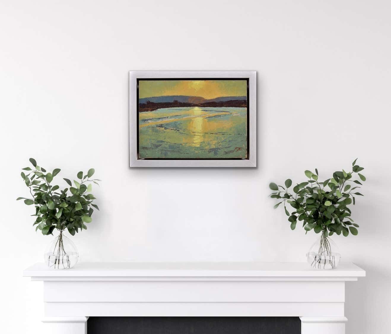 James Fry 1911 To 1985. English. Poole Harbour With The Purbeck Hills Beyond, Dorset Landscape. Framed Impasto Oil Painting Circa 1950. photo 1795.0