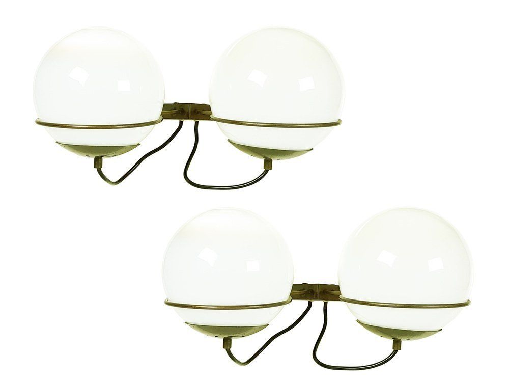Italian Glass And Brass Model B519 Sconces From Candle, 1960s, Set Of 2