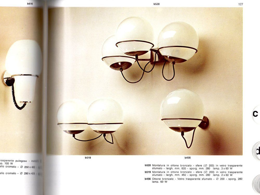 Italian Glass And Brass Model B519 Sconces From Candle, 1960s, Set Of 2 photo vintage