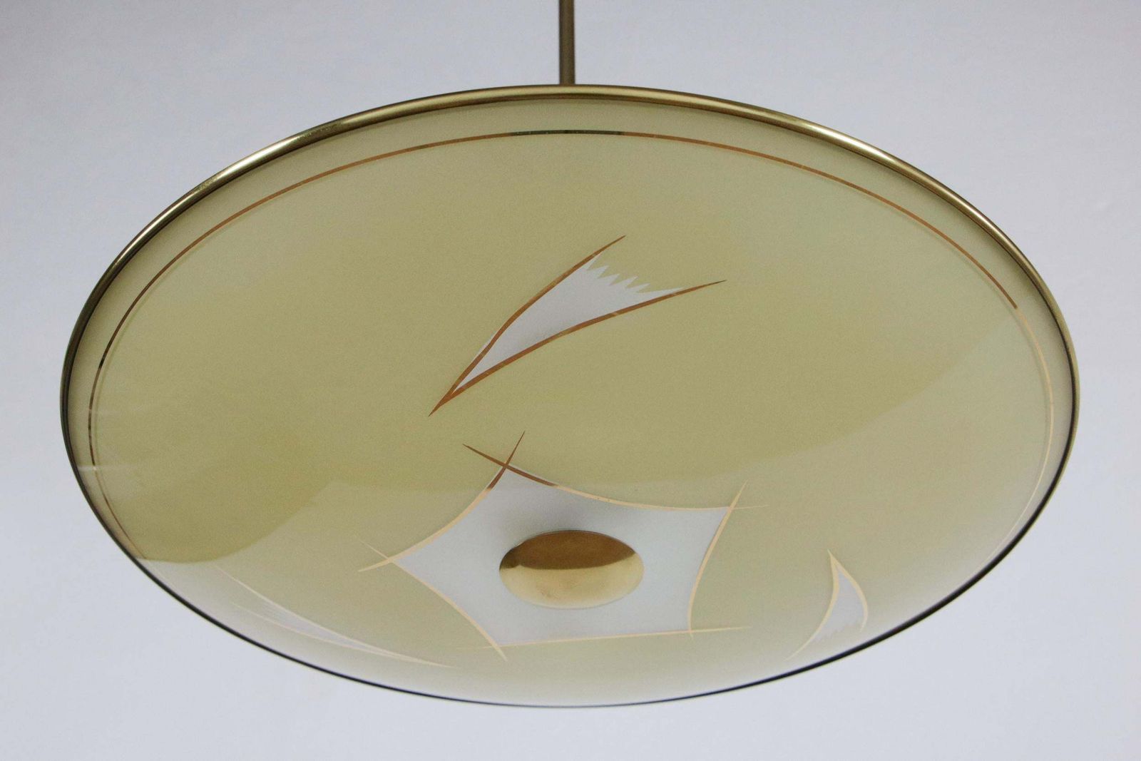 Italian Mid Century Modern Disc Chandelier Or Pendant Lamp, 1950s photo furniture