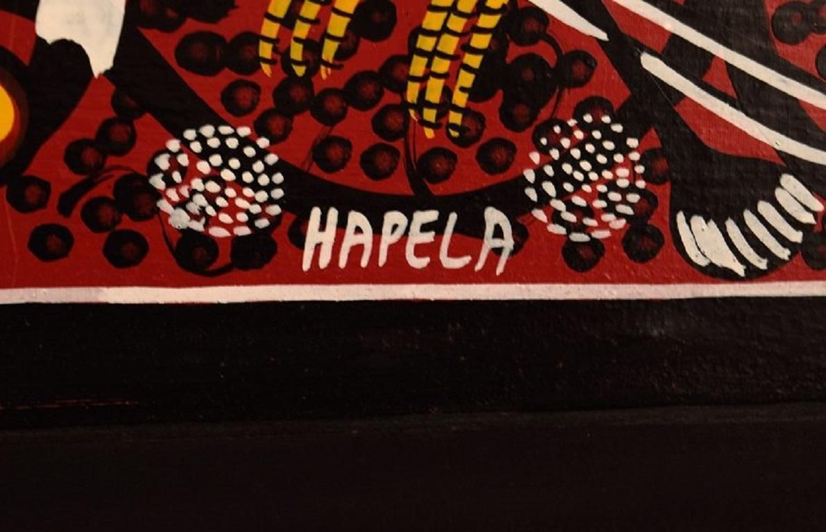 Hapela, Tinga Tinga, Oil On Canvas, Naivist Composition With Birds photo vinterior