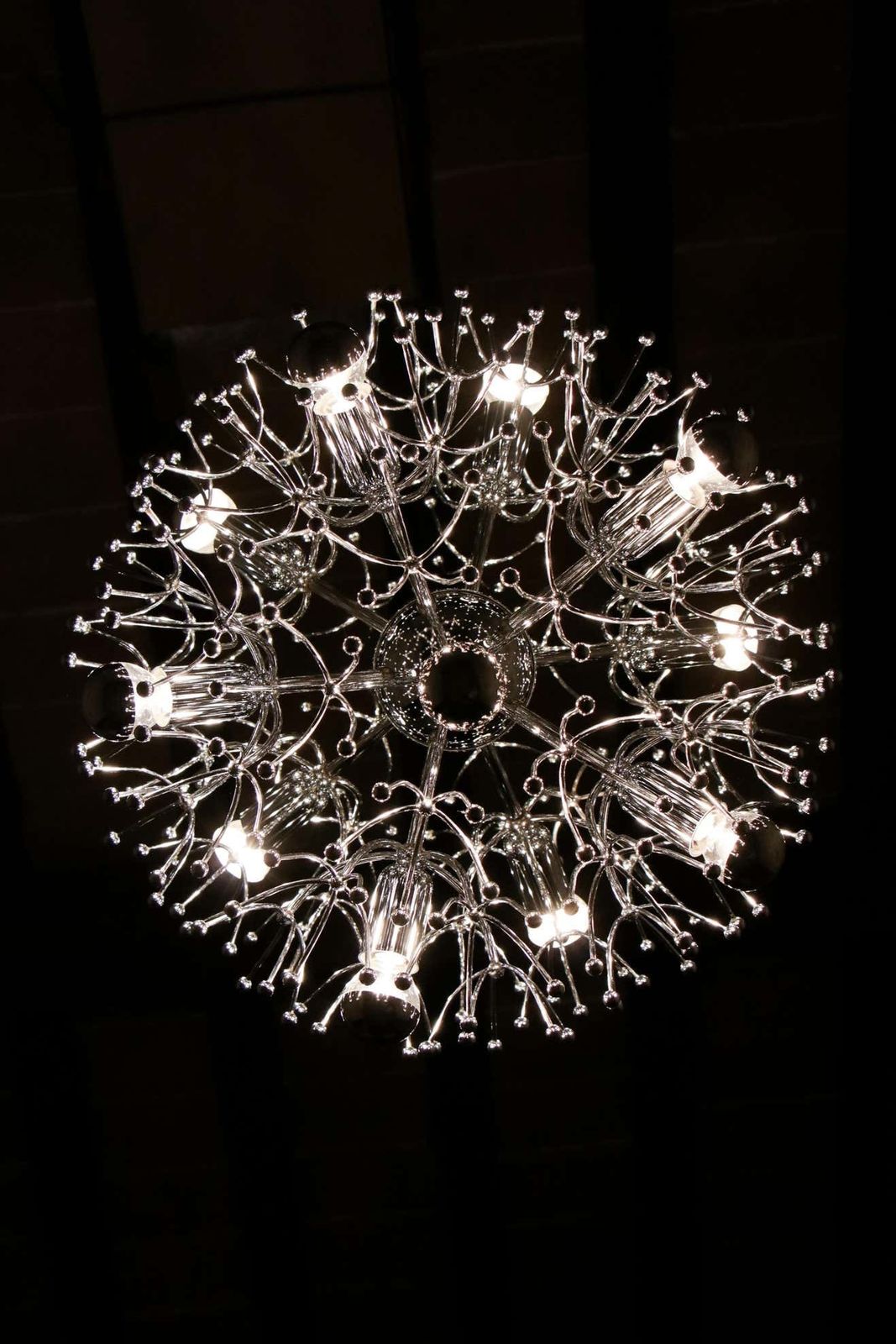 photo vintage Italian Space Age Chrome Sputnik Chandelier, Pendant Lamp By Gaetano Sciolari