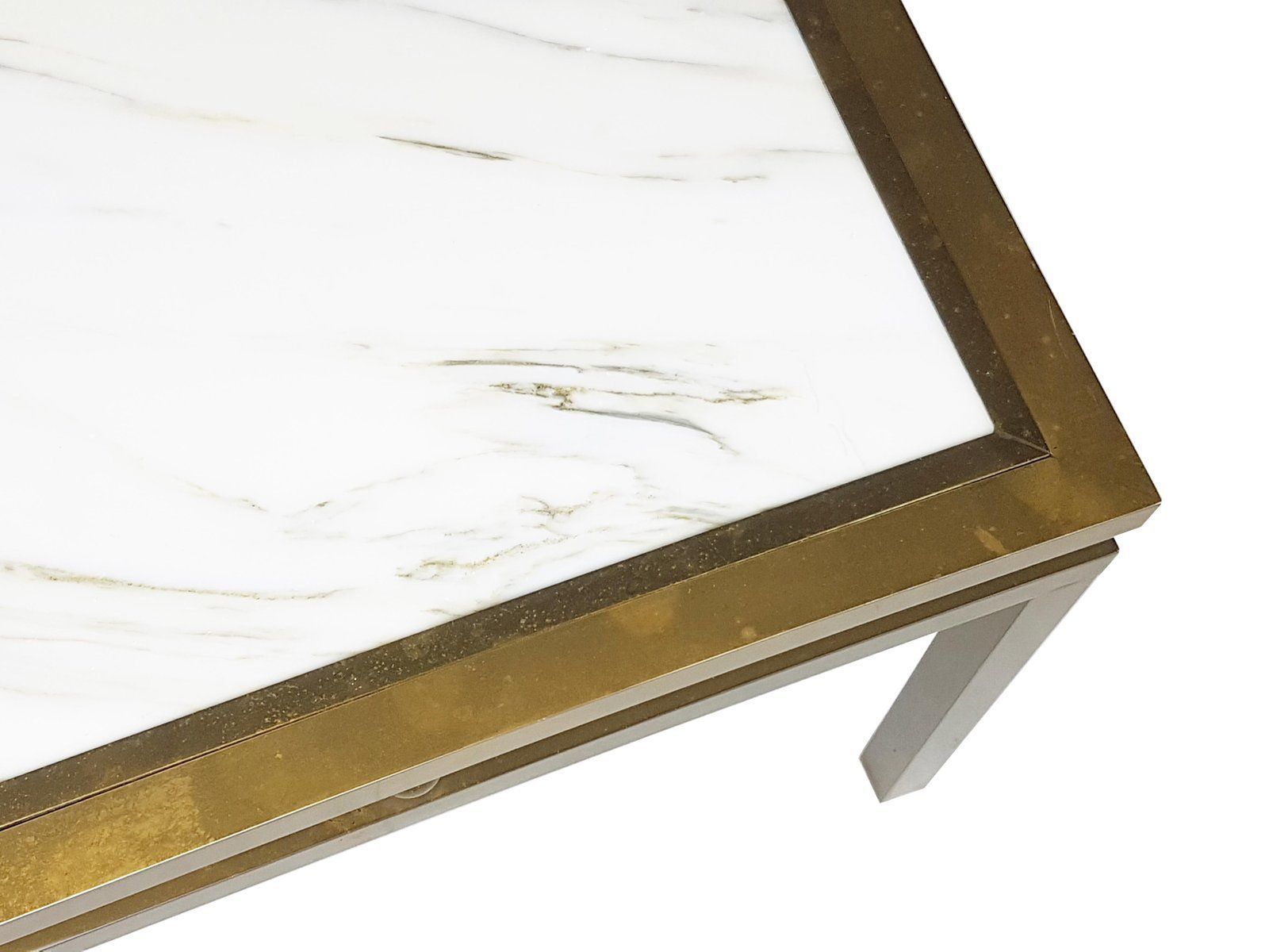 Italian White Marble And Brass Coffee Table, 1970s photo buy