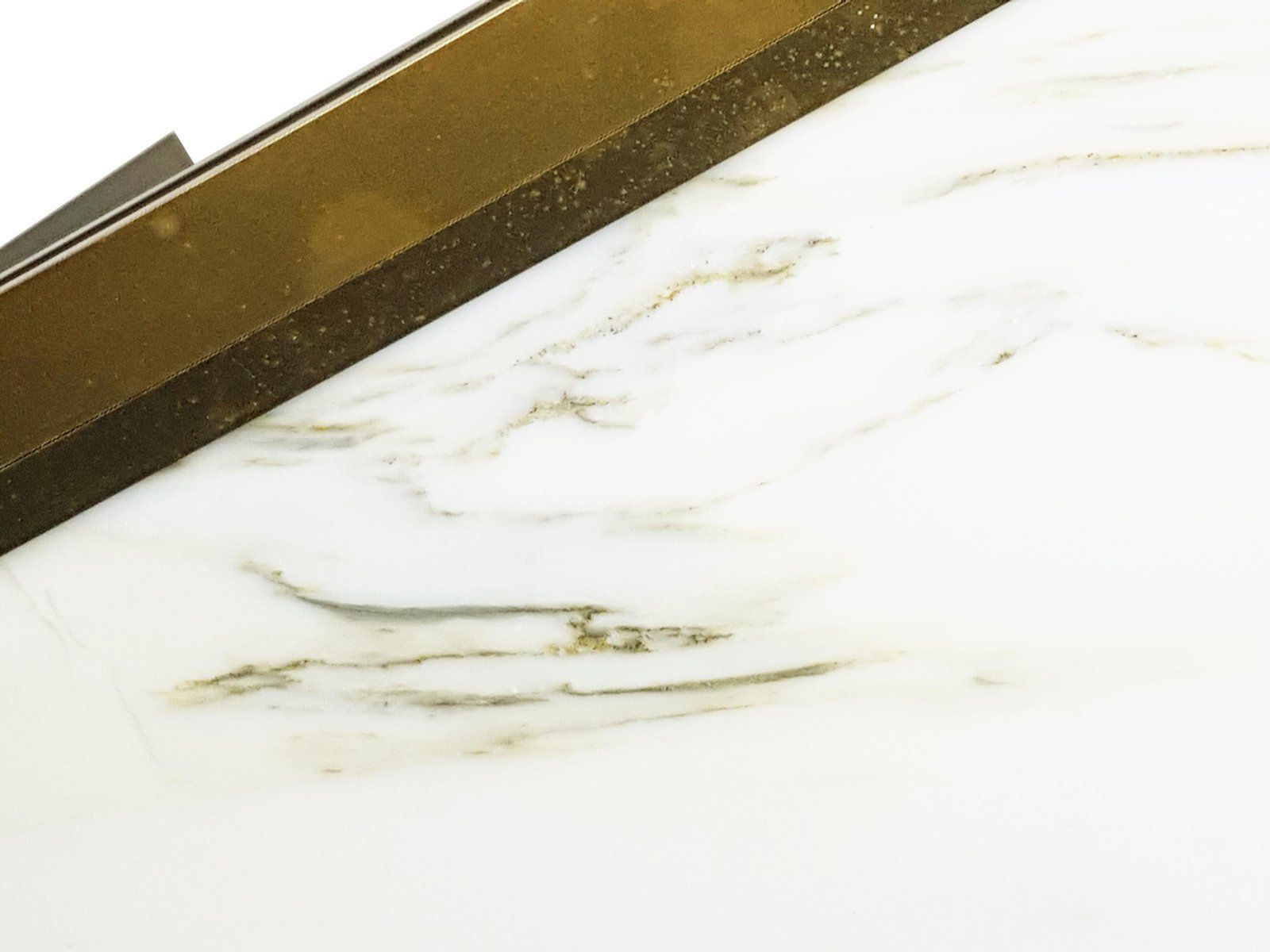 photo furniture Italian White Marble And Brass Coffee Table, 1970s