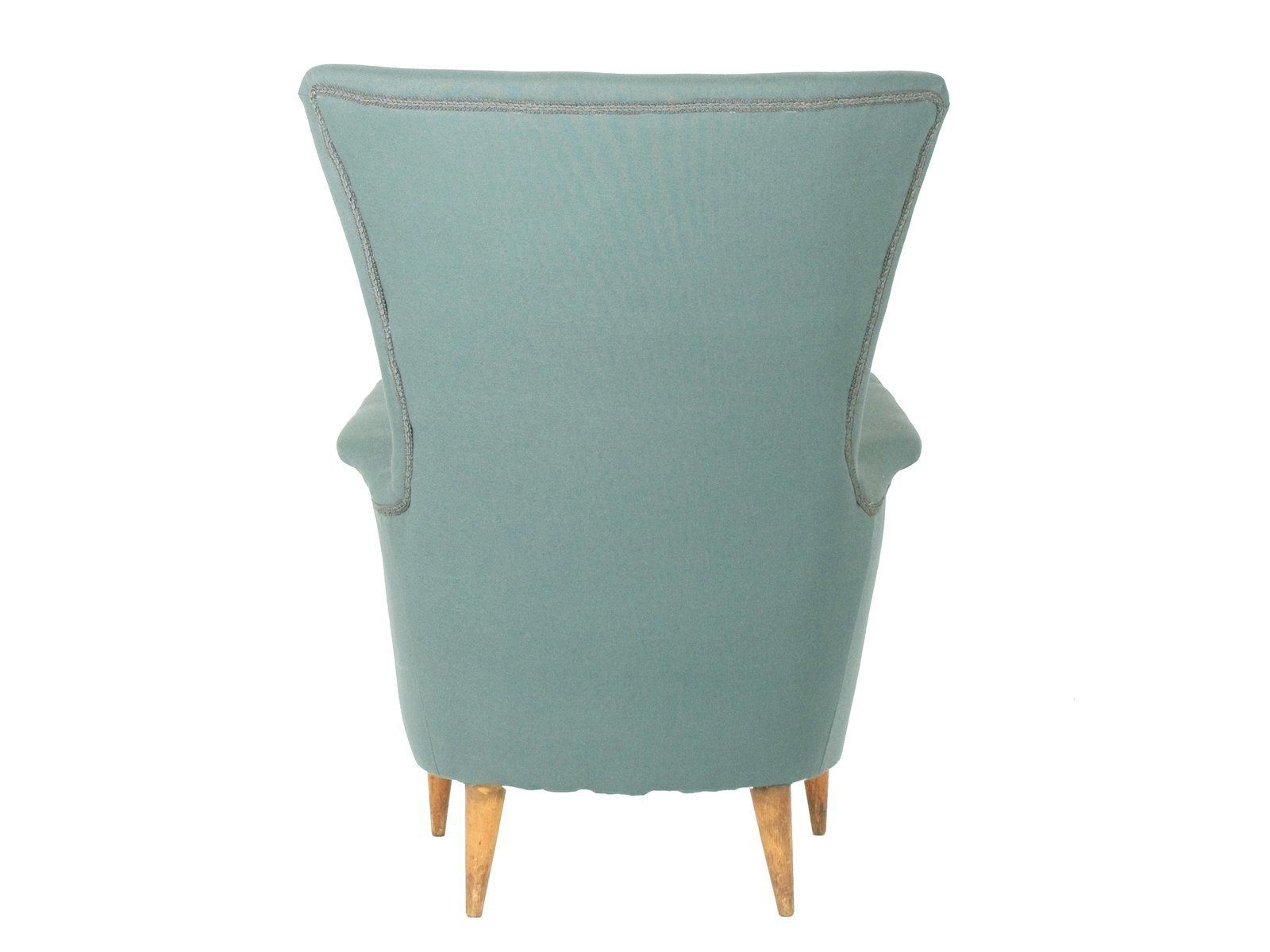 Mid Century Modern Italian Grey Fabric & Wood Armchair photo Furniture