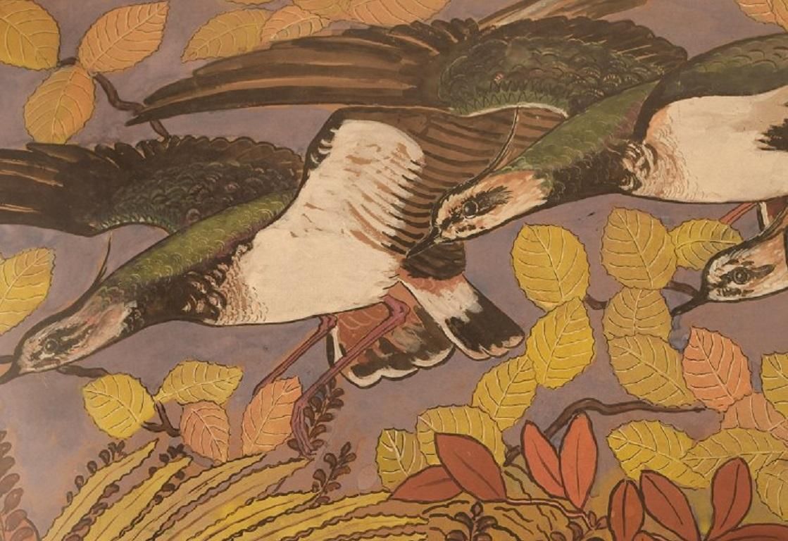 Pierre Lacroix, Watercolor On Paper, Birds And Foliage photo Art