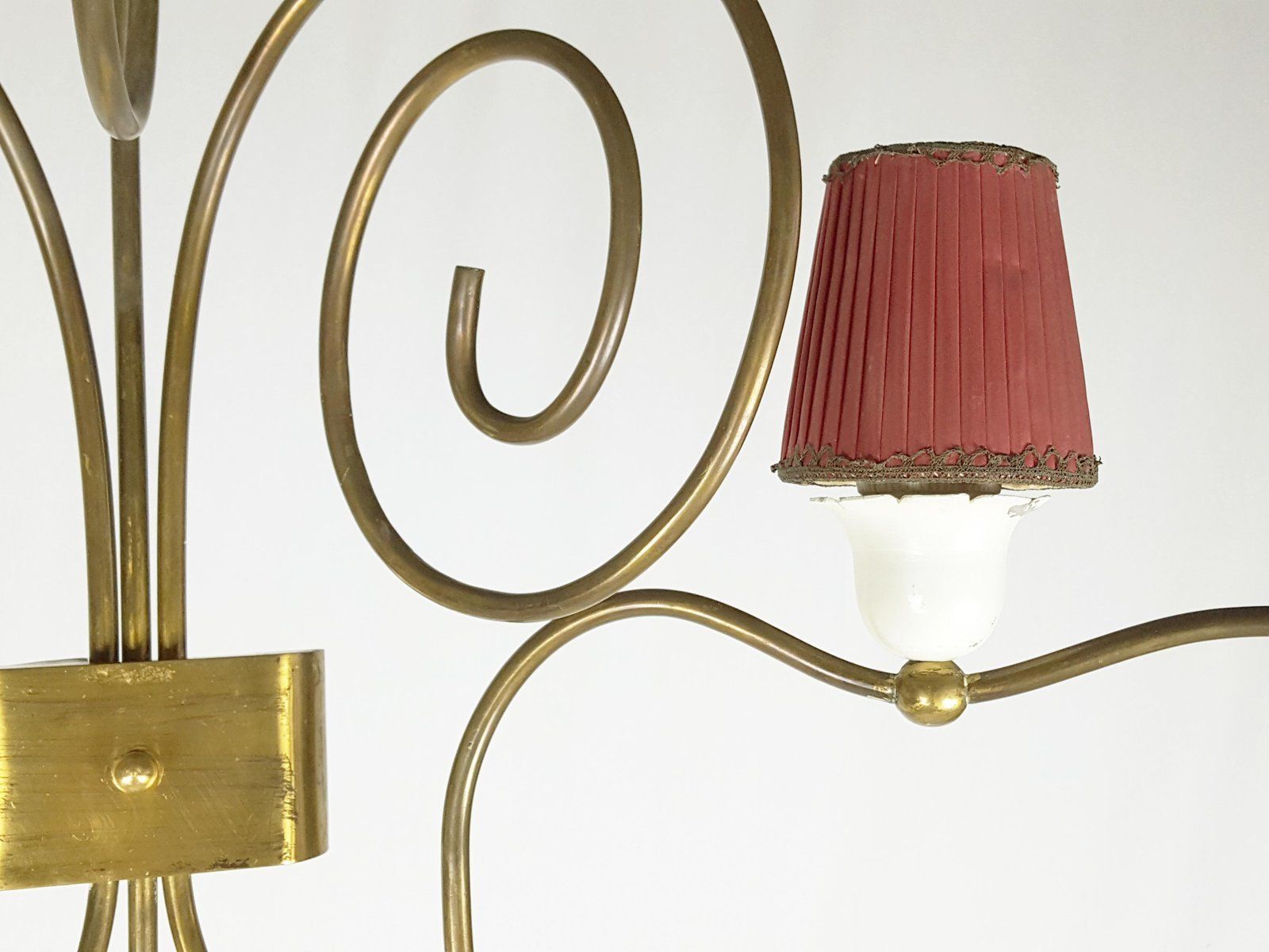 Italian White Metal & Brass Mid Century Sconces, Set Of 2 photo vinterior