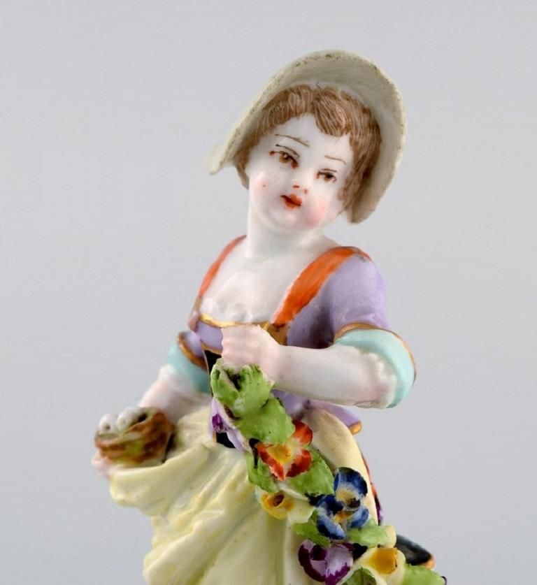 Augustus Rex, Germany, Antique Hand Painted Porcelain Figure, Girl With Flowers photo furniture