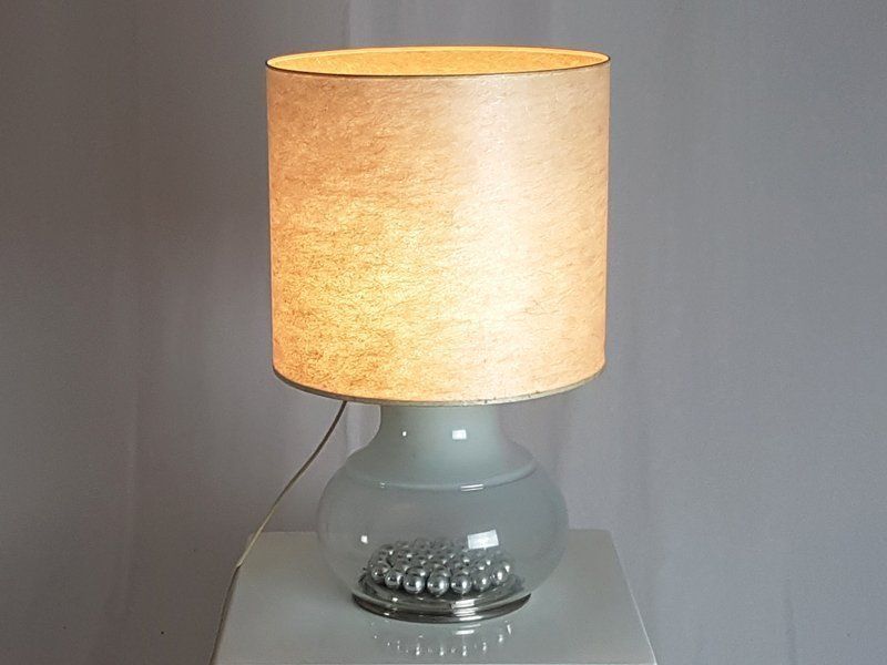 Large Italian Glass And Fiberglass Table Lamp, 1970s photo vinterior
