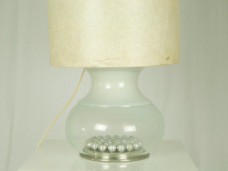 1196.0 Large Italian Glass And Fiberglass Table Lamp, 1970s photo
