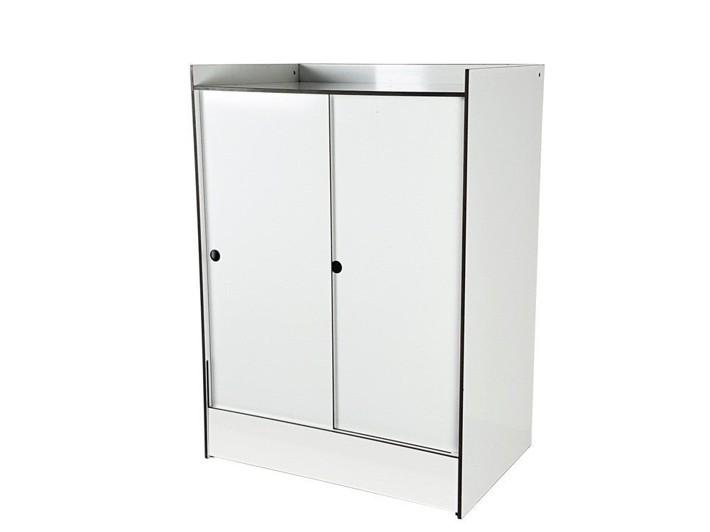 Italian White Laminated Plastic Storage Unit With Shelves & Sliding Doors For La Rinascente, 1960s photo for sale