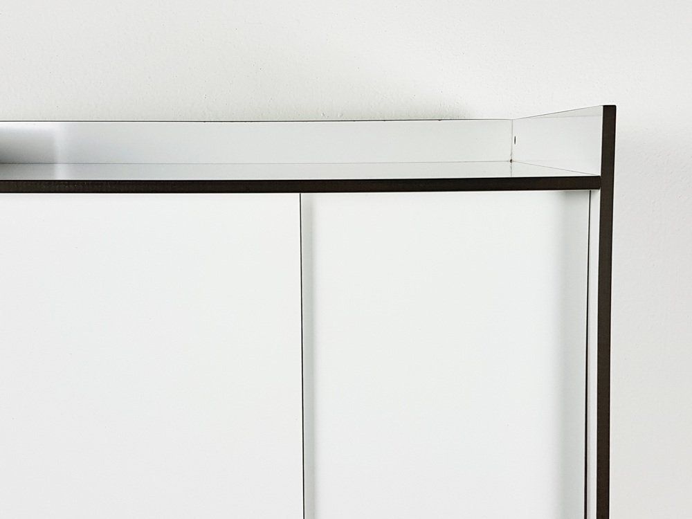 Italian White Laminated Plastic Storage Unit With Shelves & Sliding Doors For La Rinascente, 1960s photo vinterior