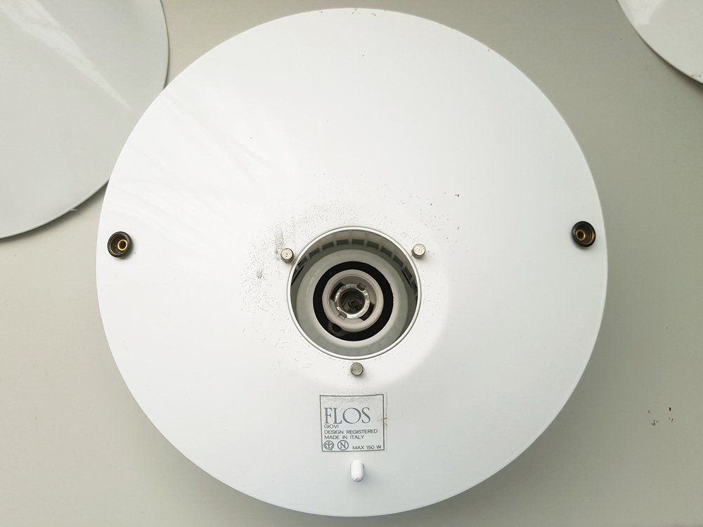 White Metal & Rubber Giovi Wall Lamps By Achille Castiglioni For Flos, 1976, Set Of 2 photo Lighting