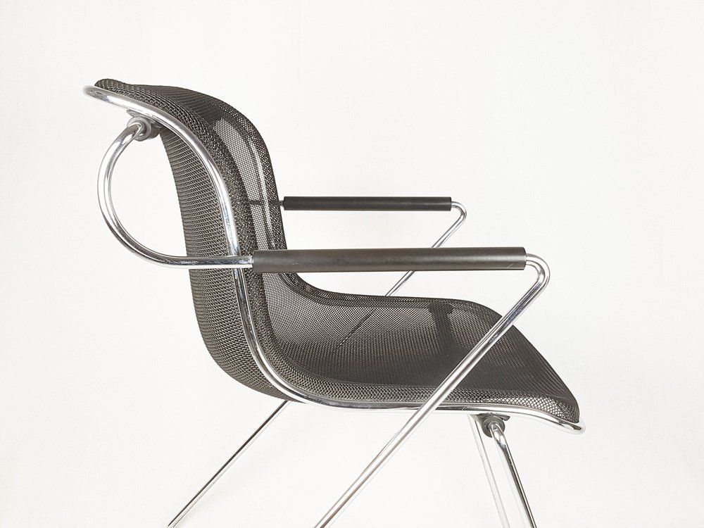 Black & Chrome Plated Metal Penelope Armchair By C. Pollock For Anonima Castelli, 1982 photo furniture