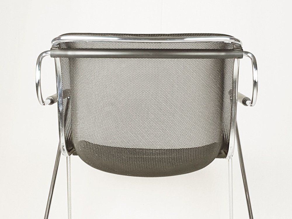 photo furniture Black & Chrome Plated Metal Penelope Armchair By C. Pollock For Anonima Castelli, 1982