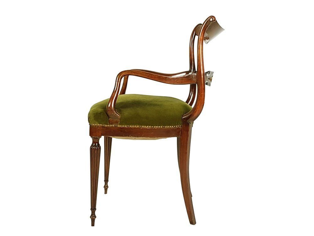 Mid Century Italian Wooden & Green Velvet Armchair, 1950s photo 1164.0