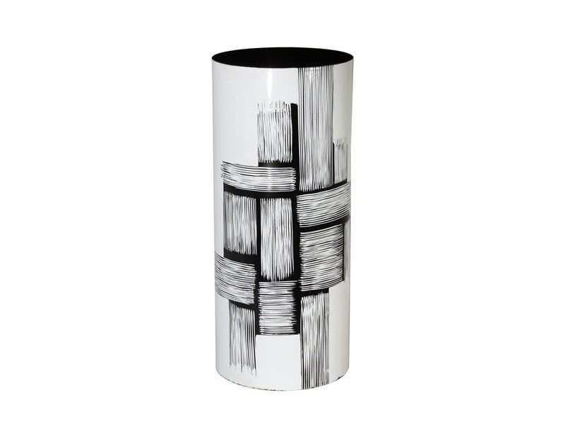 Mid Century Italian Black & White Enameled Copper Umbrella Stand, 1960s