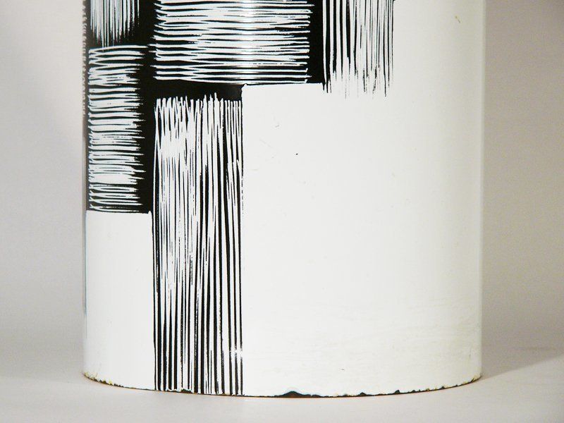 Mid Century Italian Black & White Enameled Copper Umbrella Stand, 1960s photo Home Decor