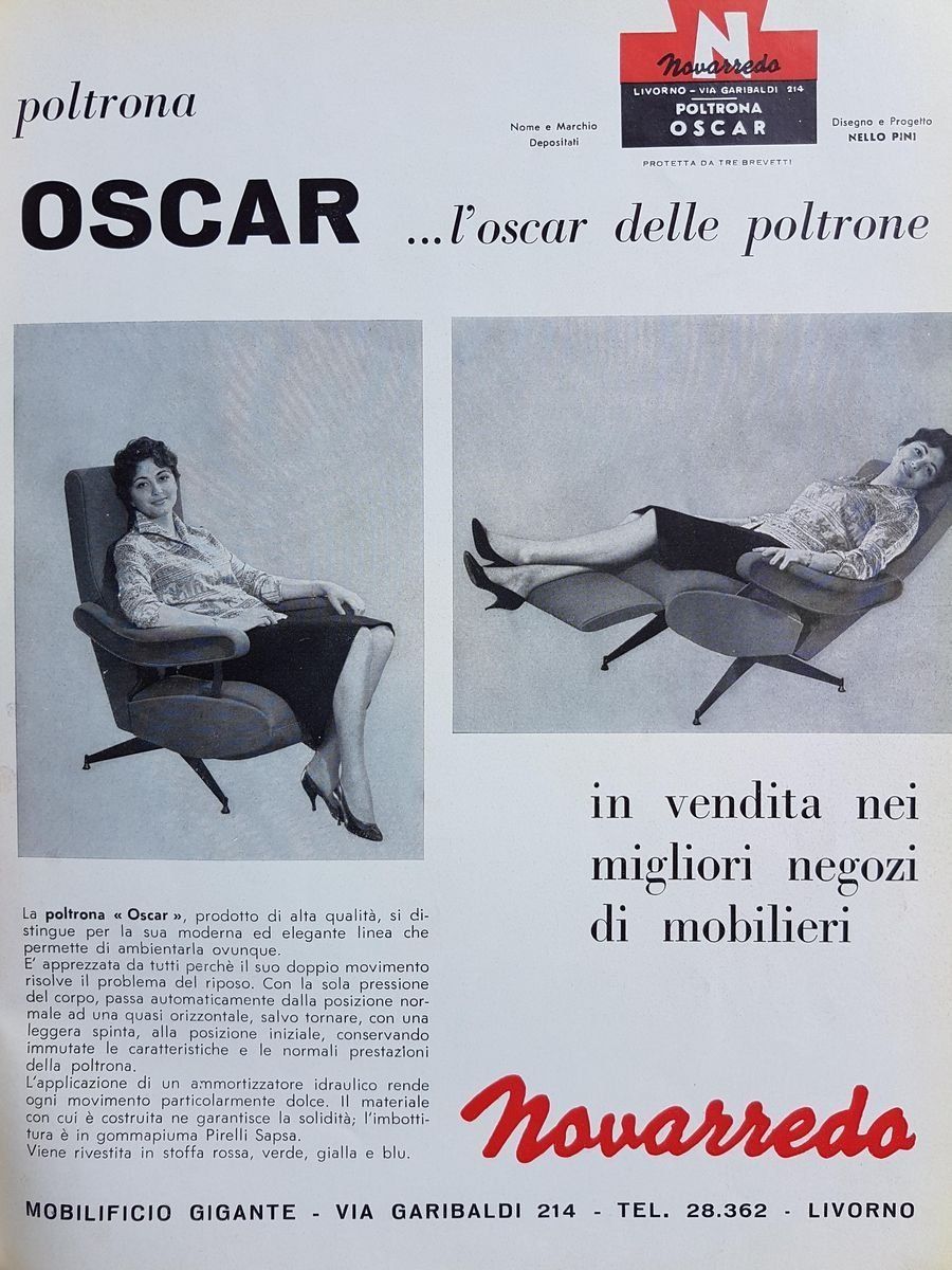photo vinterior Oscar Reclining Armchair By Nello Pini For Novarredo