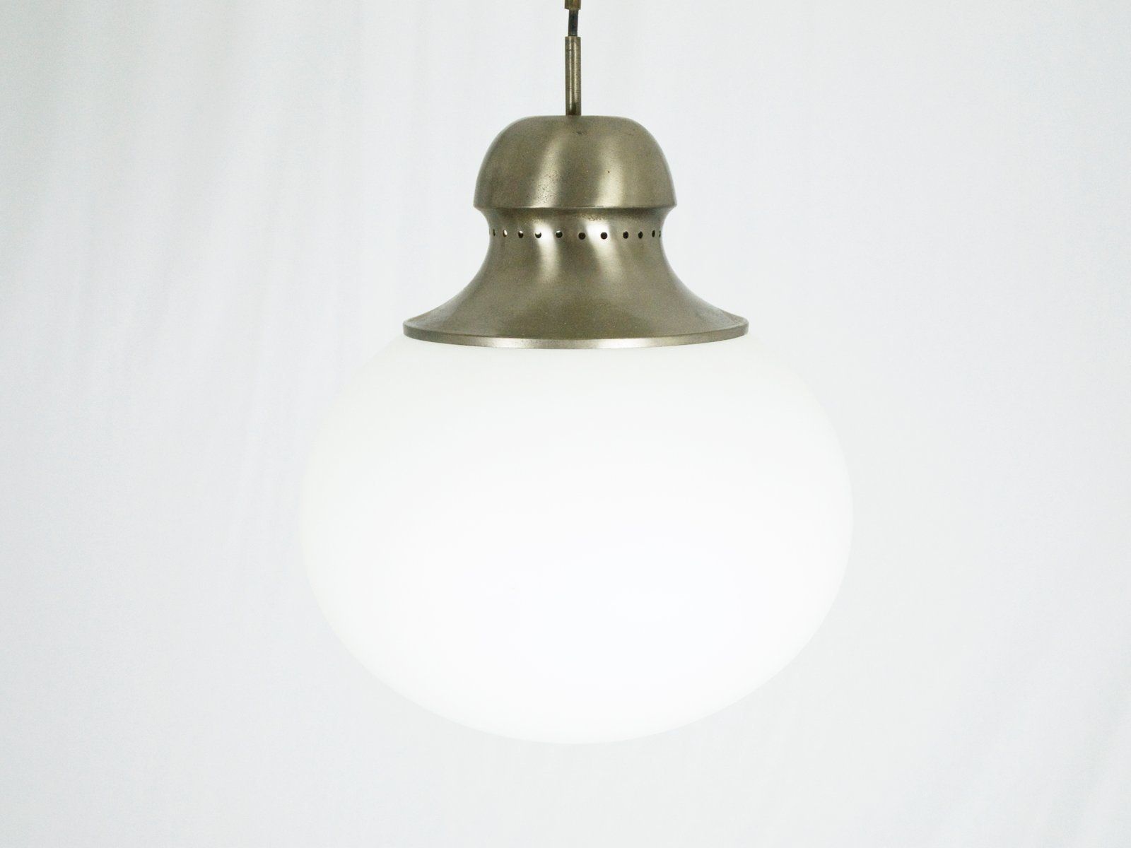 Nickel Plated Brass & Opaline Glass A298 Pendant Lamp From Candle photo Lighting