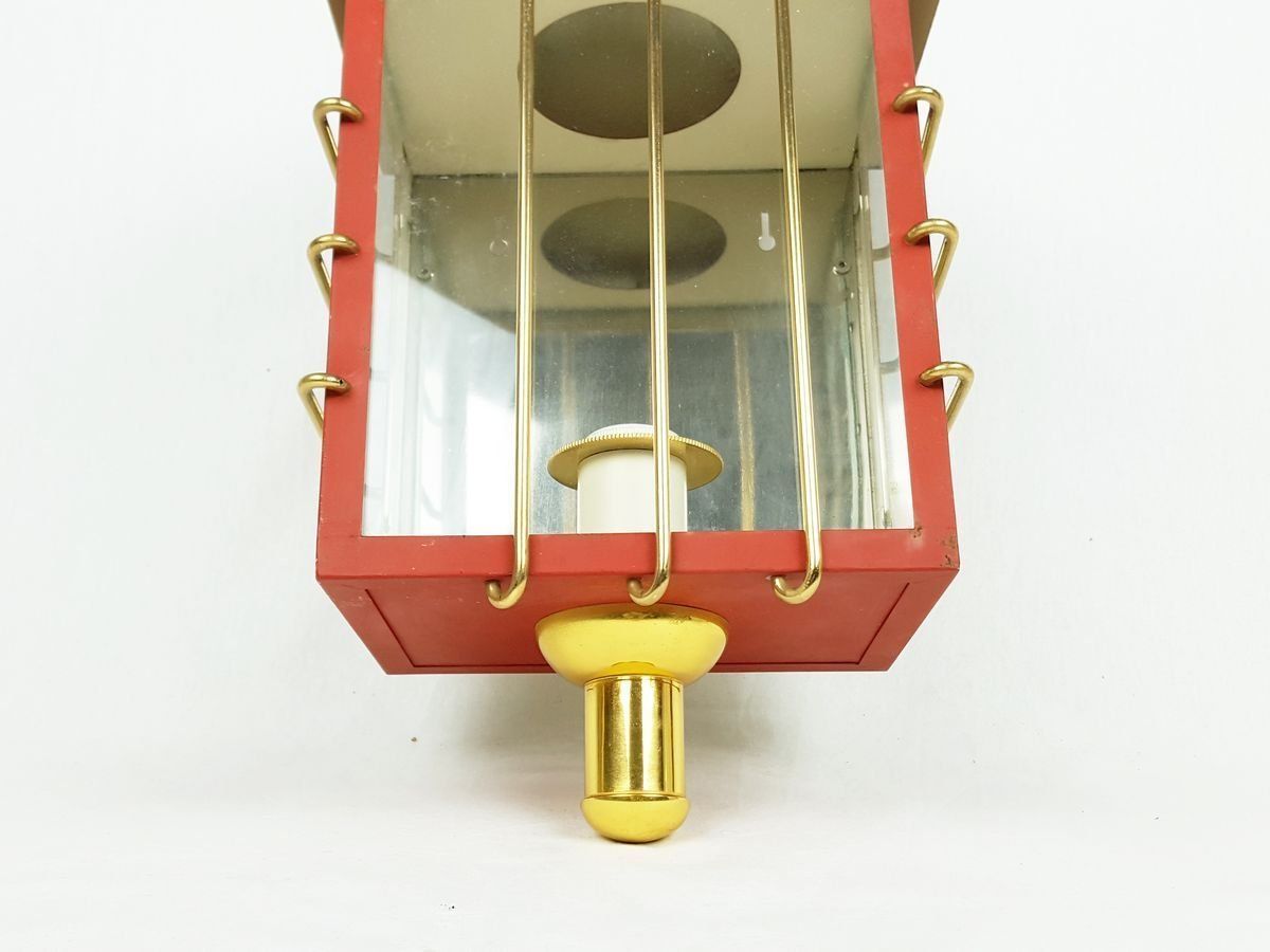 Mid Century Italian Red Metal, Brass, And Glass Sconce photo Lighting