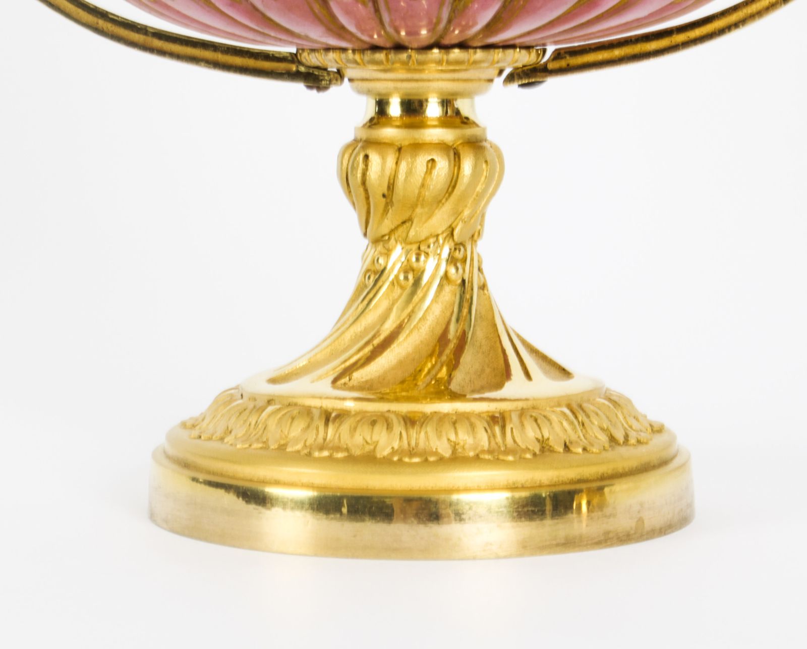 photo furniture Antique Pair French Ormolu Mounted Pink Sevres Lidded Vases 19th C