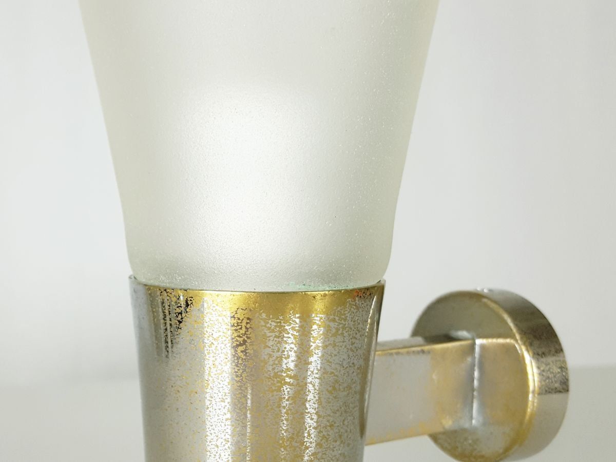 photo for sale Mid Century Modern Frosted Glass & Chrome Plated Metal Sconces By Pietro Chiesa For Fontana Arte