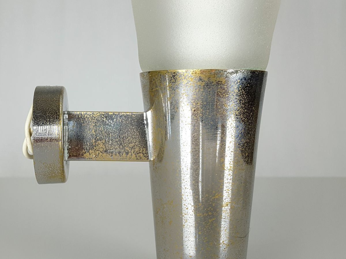 photo vinterior Mid Century Modern Frosted Glass & Chrome Plated Metal Sconces By Pietro Chiesa For Fontana Arte