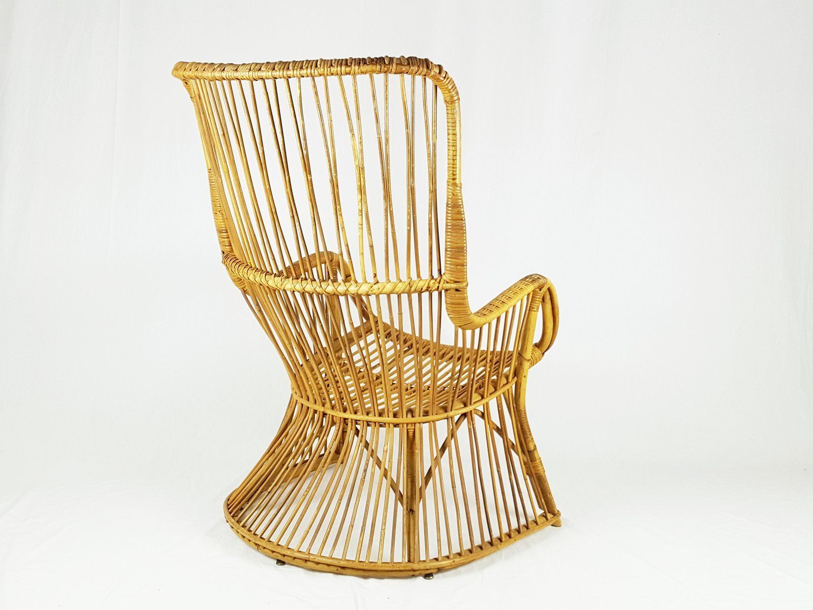 Mid Century Italian Rattan And Rush Armchair photo vinterior