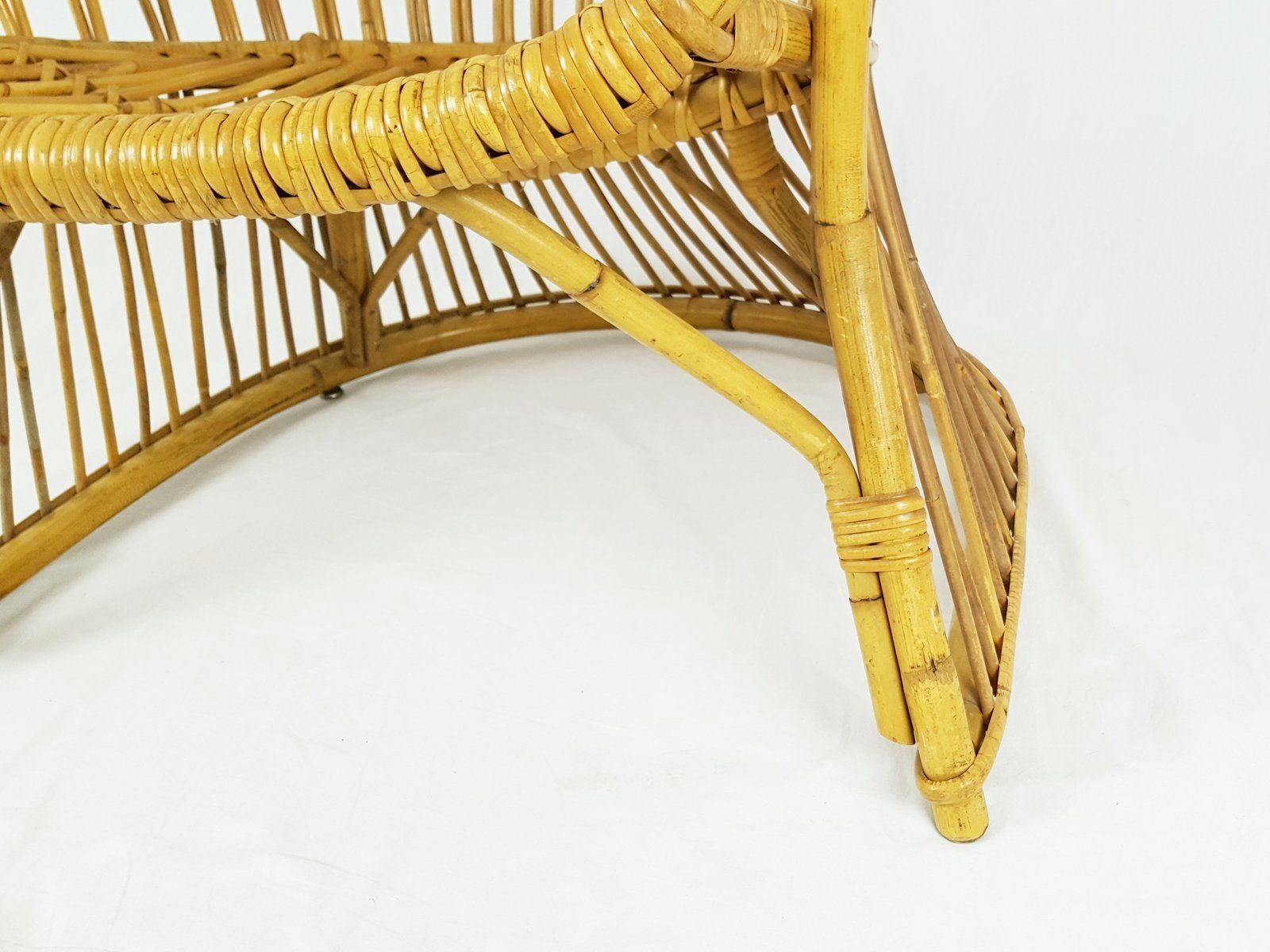 photo for sale Mid Century Italian Rattan And Rush Armchair