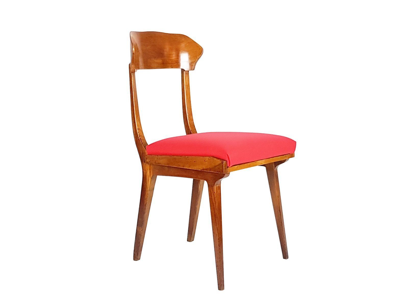 Mid Century Wood And Red Fabric Side Chairs From Fratelli Barni Mobili D'arte photo furniture